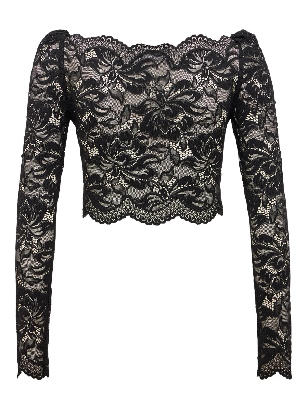 Rabanne Top met bloemenkant - Zwart