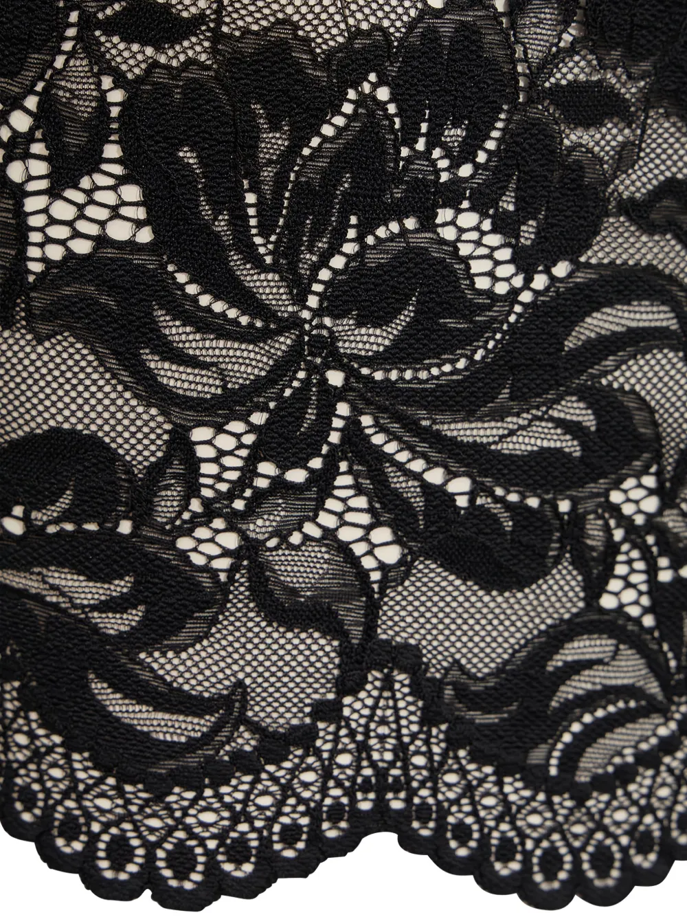 Rabanne Fitted Cropped Lace Top With Long Sleeves In Black