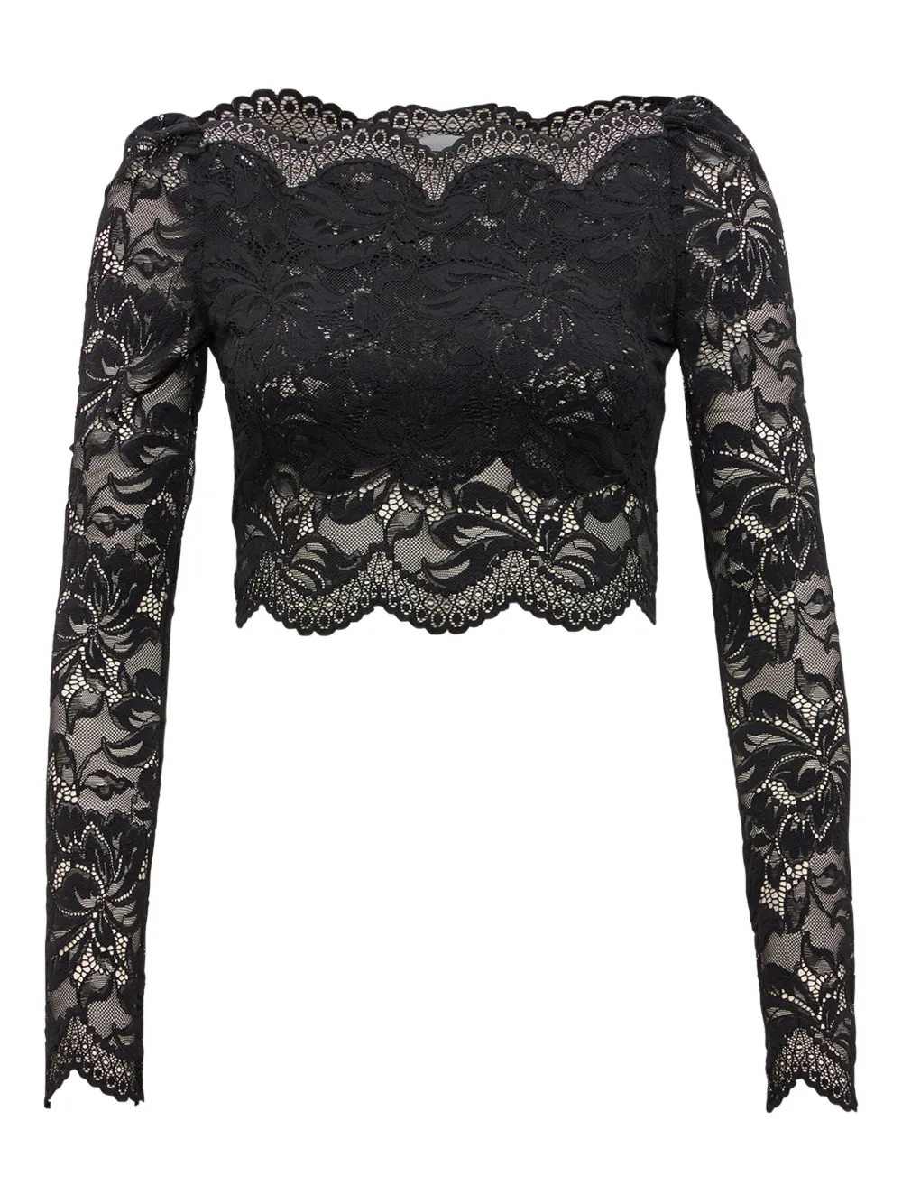 Rabanne floral-lace long-sleeve top | Black | Image 1