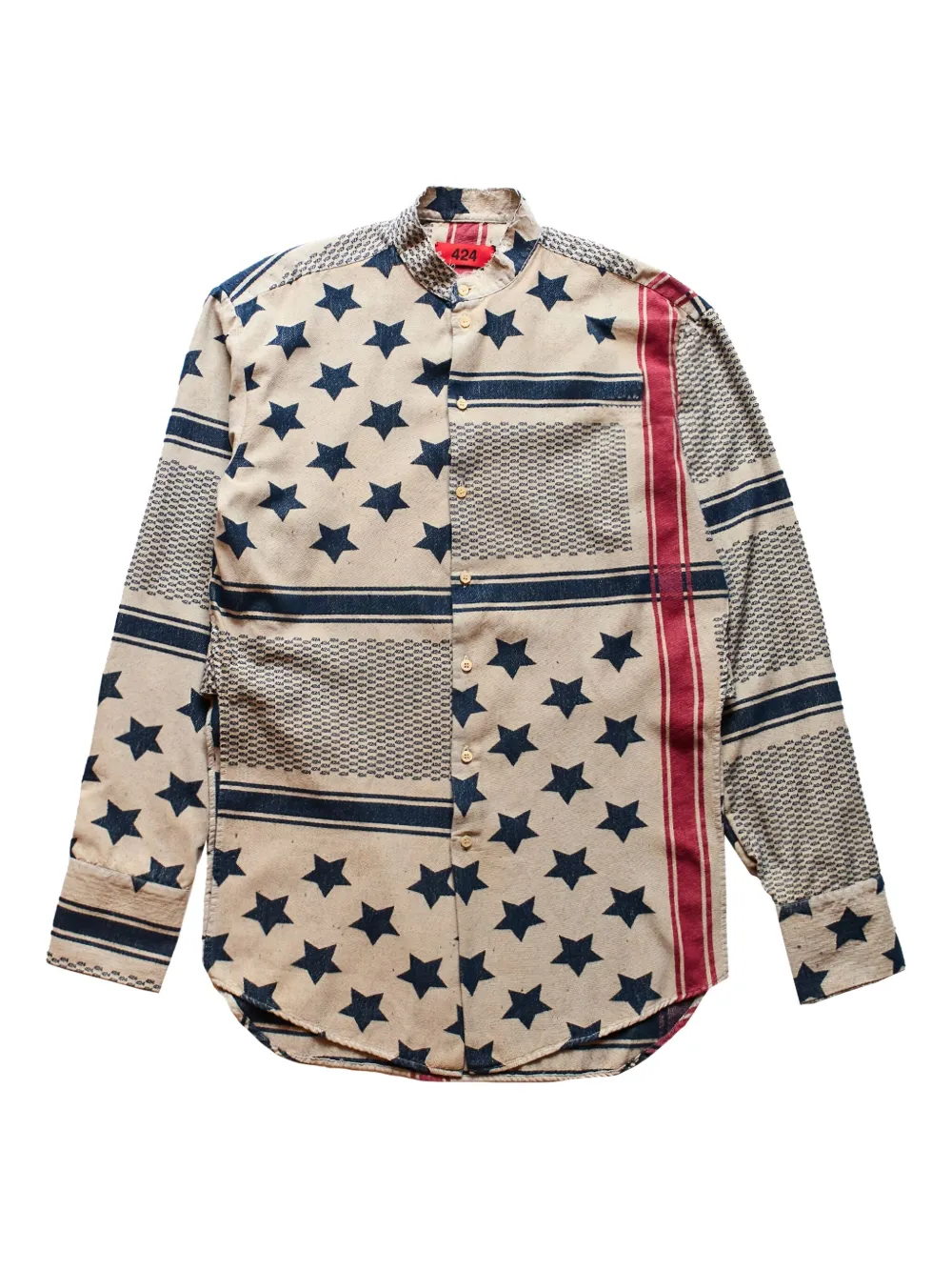 424 Overhemd met print Beige
