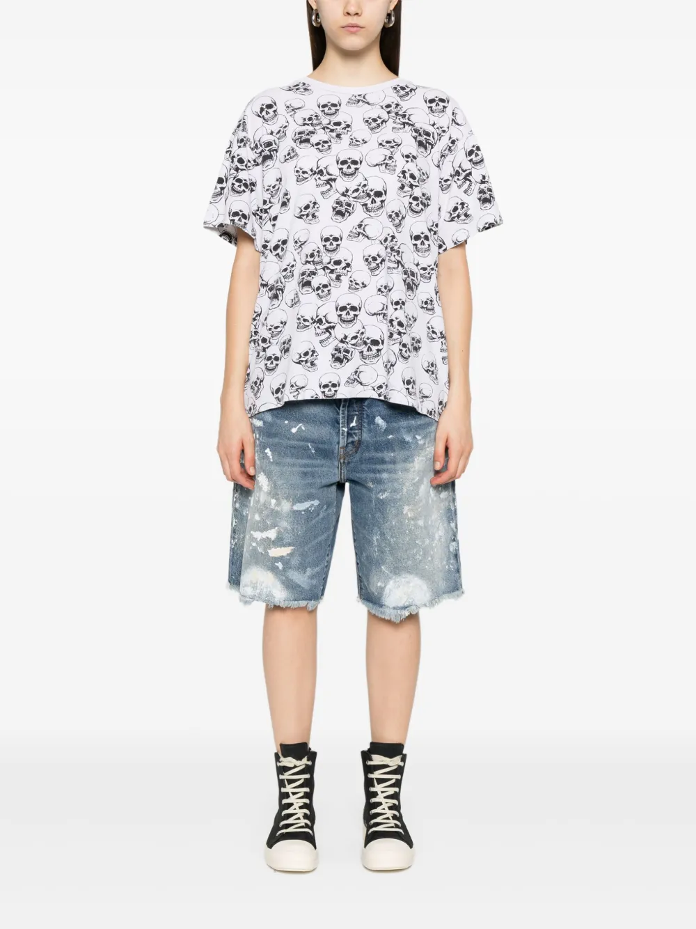 GALLERY DEPT. Ventura shorts met verfspatten en franje Blauw