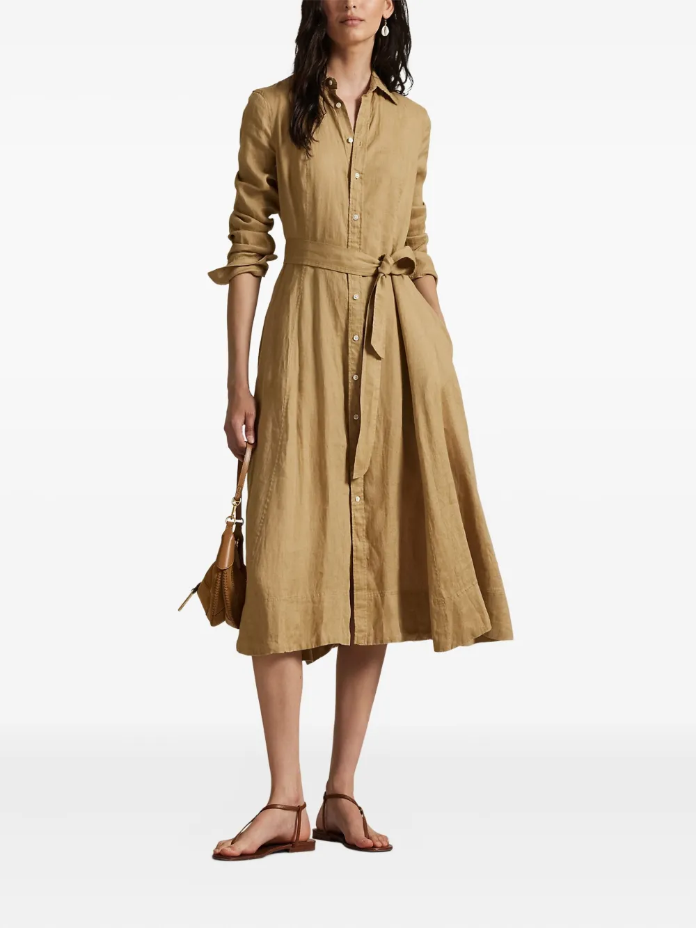 Polo Ralph Lauren Blousejurk met ceintuur Bruin