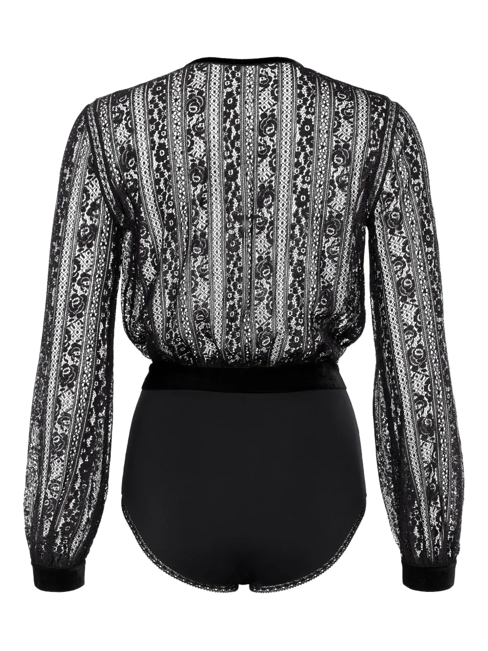 Eres Voltige Lace-panel Velvet Bodysuit In Black