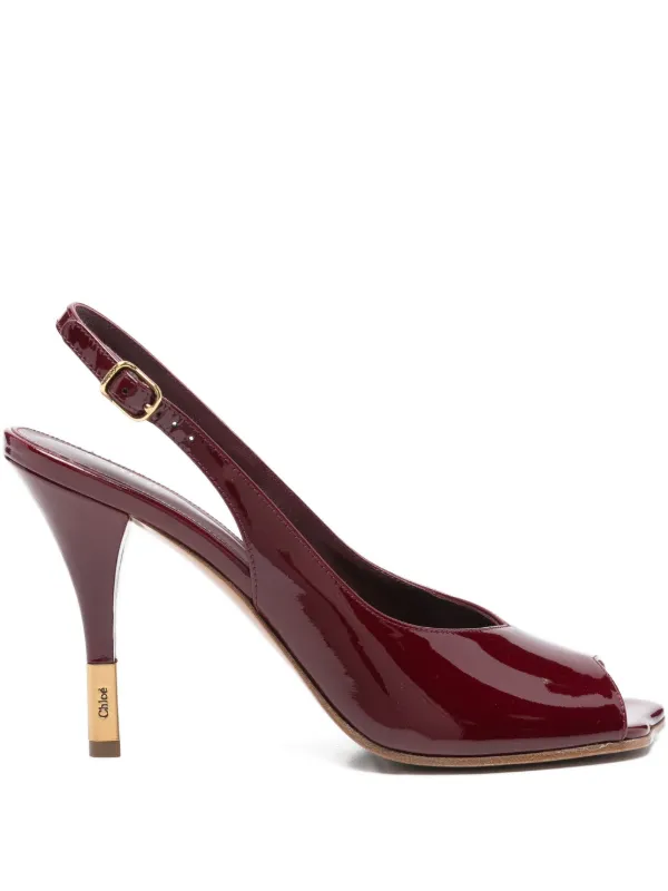 Chloé 100mm Heel Slingback Sandals in Red