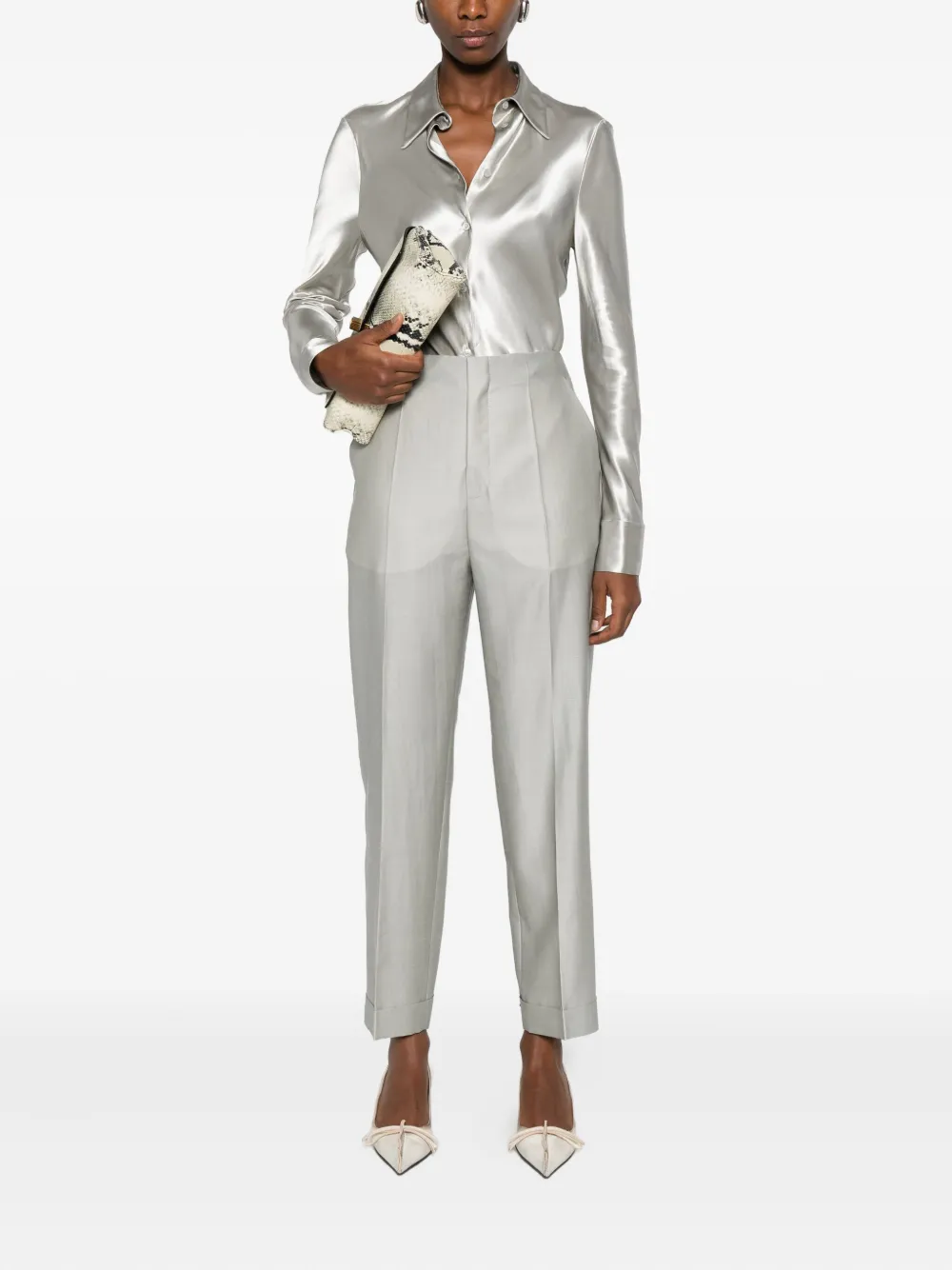Alberta Ferretti Satijnen broek - Grijs