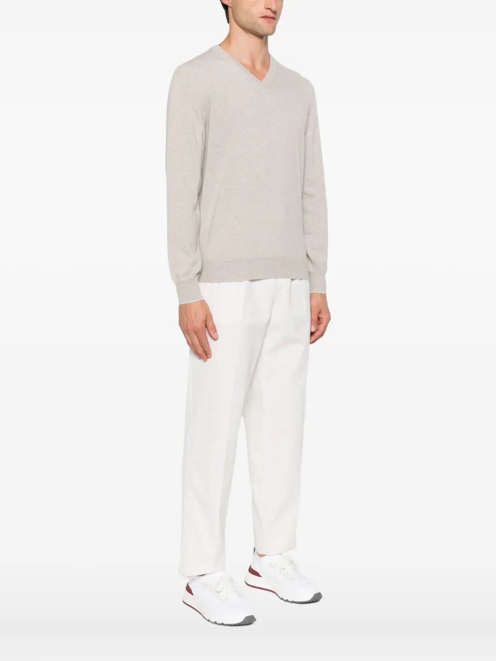Brunello Cucinelli Kasjmier trui met V-hals Beige