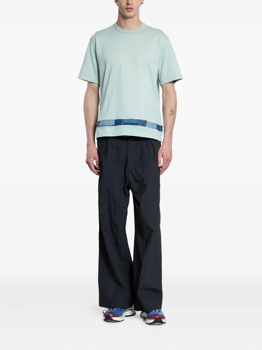 KUON T-shirt met omgeslagen zoom - Groen