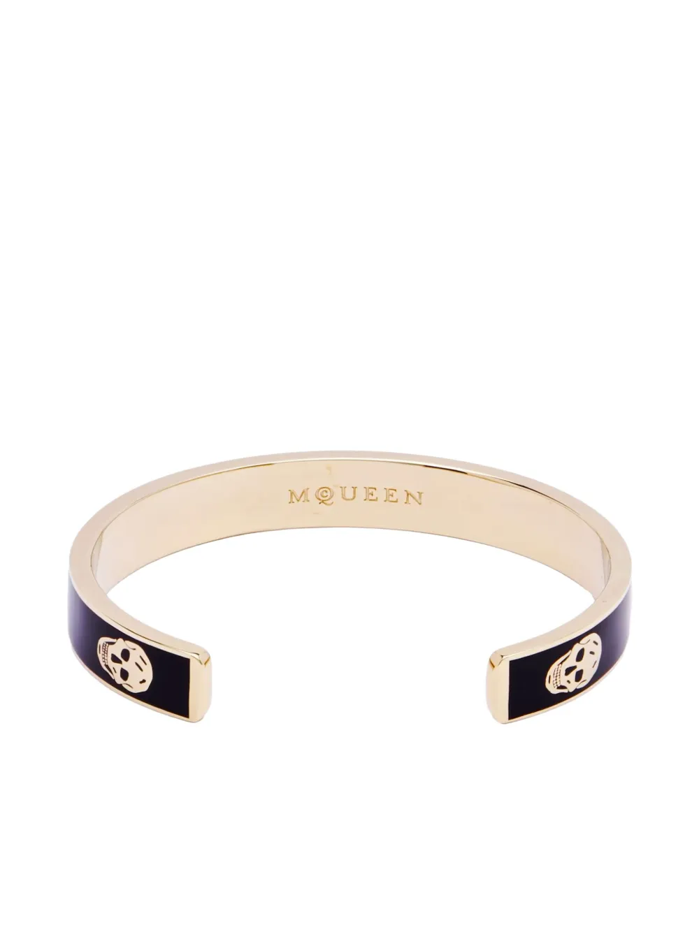 Alexander Mcqueen Thin Skull Cuff Bracelet In Black