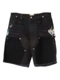 GALLERY DEPT. paint-splatter frayed cargo shorts - Black