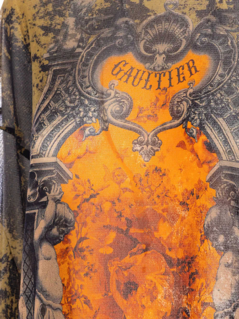 Jean Paul Gaultier Doorzichtige top met grafische print Zwart