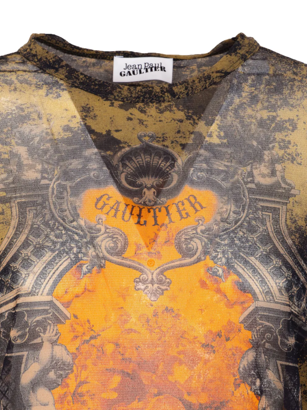 Jean Paul Gaultier Doorzichtige top met grafische print Zwart