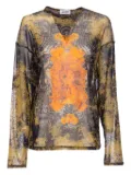 Jean Paul Gaultier graphic-print sheer top - Black