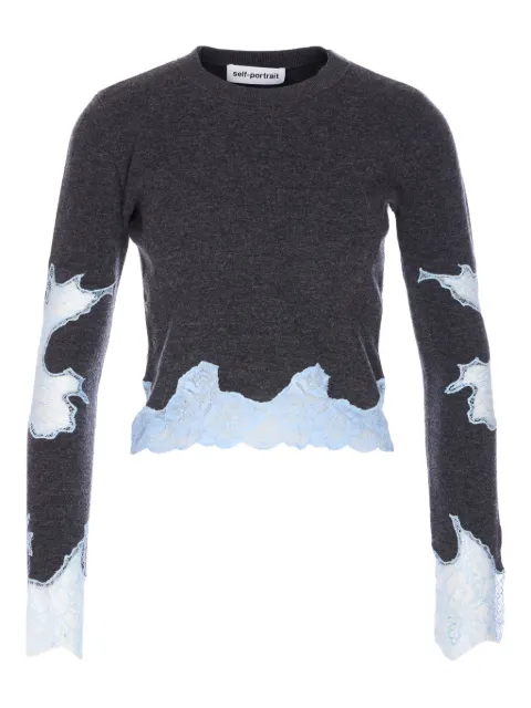 Self-Portrait lace-detail long-sleeve top