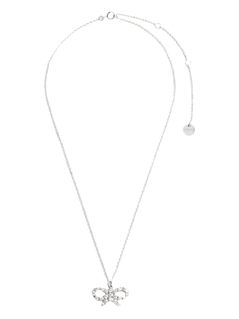 Self-portrait Self Portrait Women Micro Crystal Bow Necklace In Gray