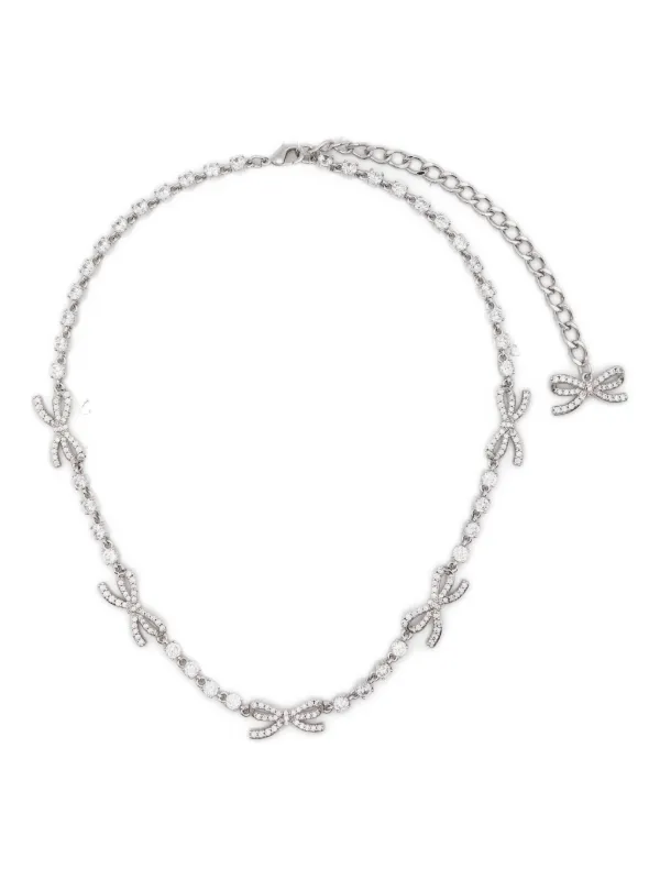 Self-Portrait Crystal-bow Necklace in Silver