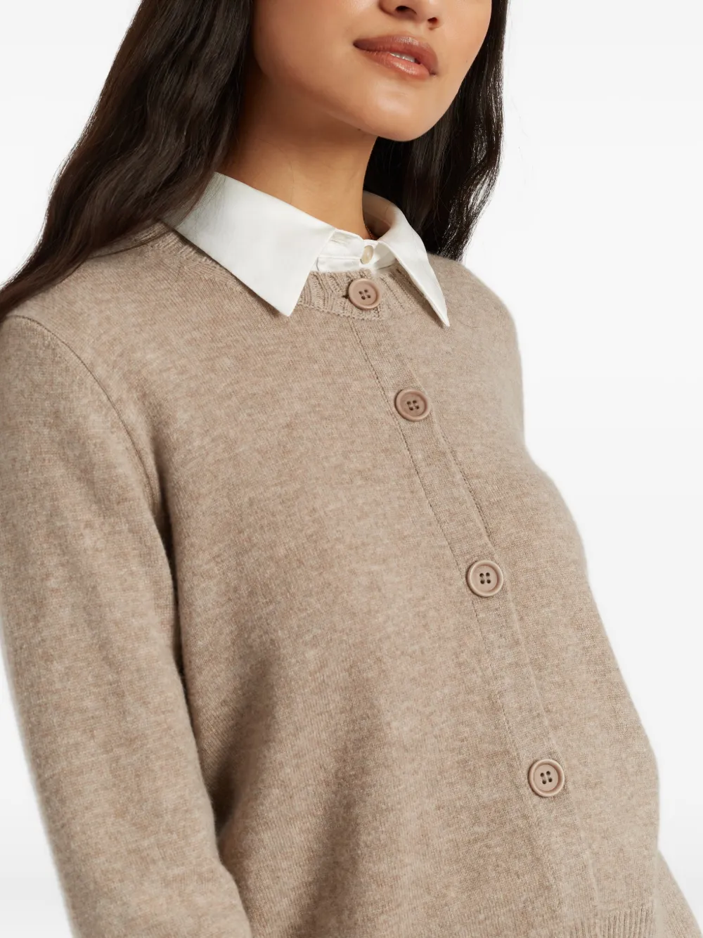 Chinti & Parker Vest met ronde hals en knopen Beige