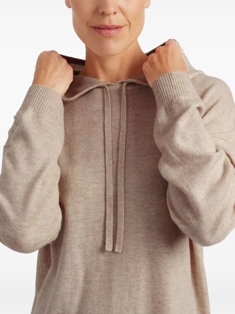Chinti & Parker Geribbelde hoodie met capuchon Beige