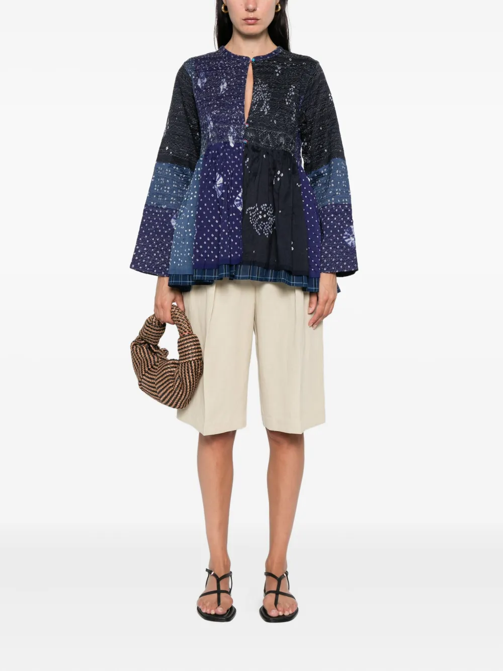 INJIRI patchwork bell-sleeve jacket | Oversized Jackets | Image 2