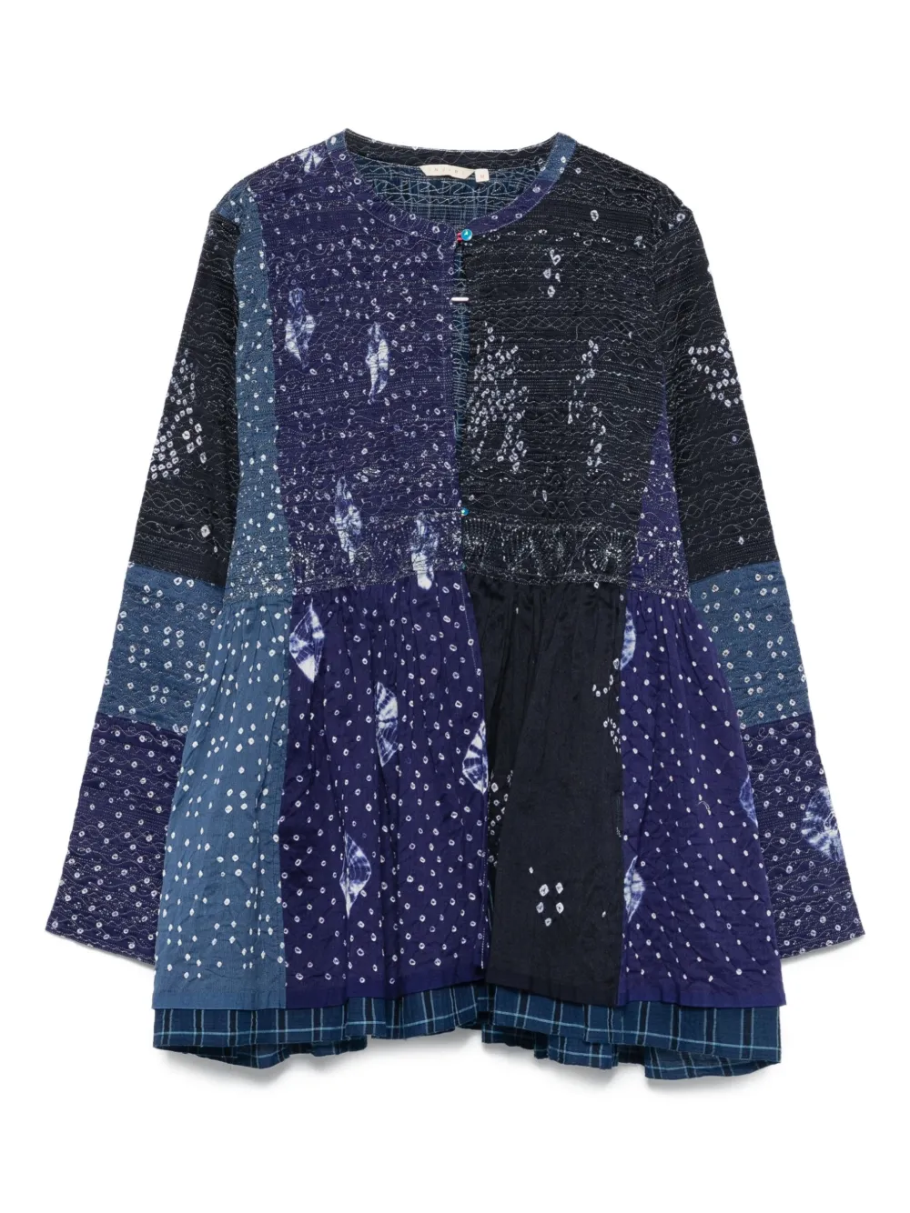 INJIRI patchwork bell-sleeve jacket | Blue | Image 1