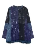 INJIRI patchwork bell-sleeve jacket - Blue