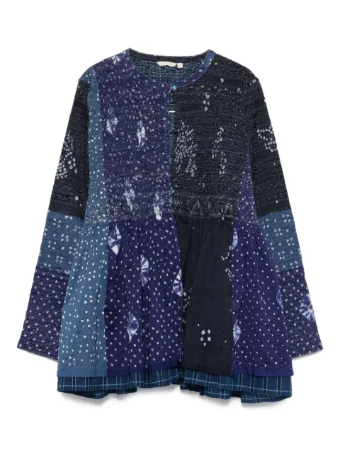 INJIRI patchwork bell-sleeve jacket