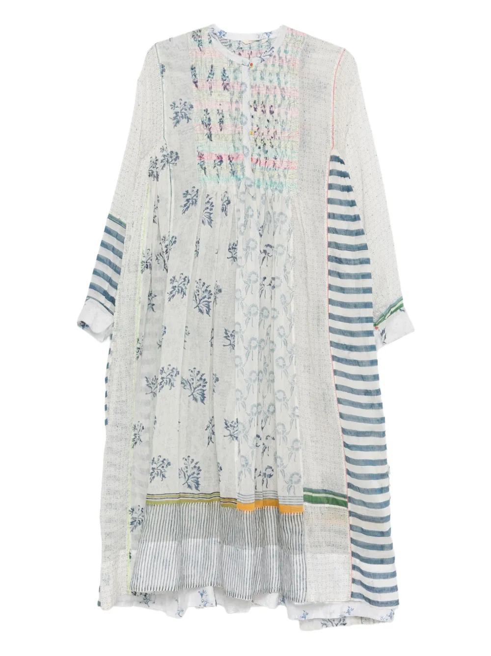 INJIRI floral-print patchwork midi dress | Neutrals | Image 1
