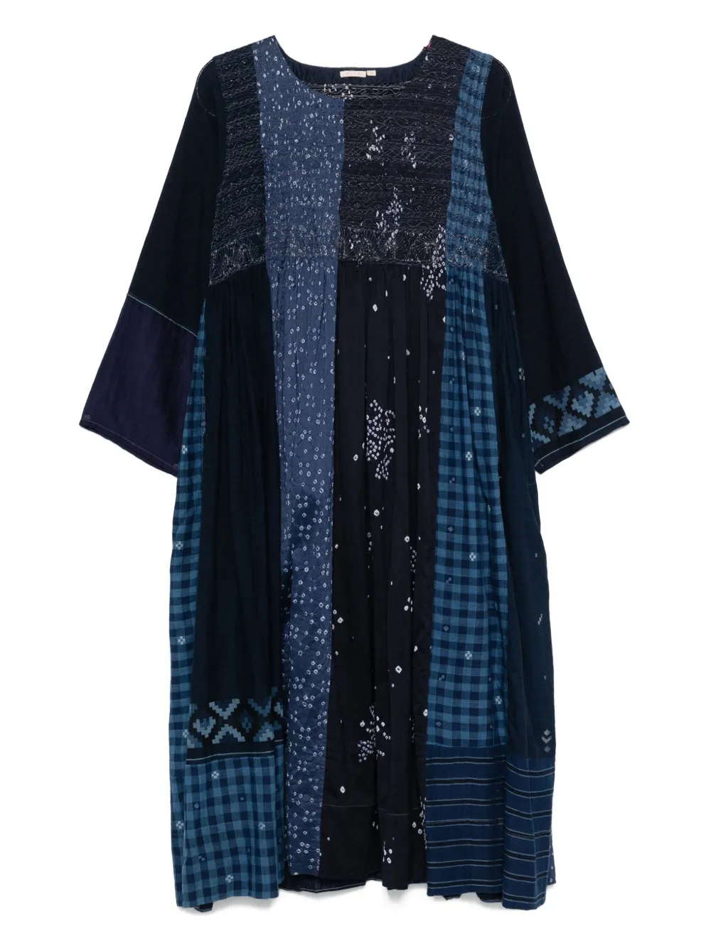 INJIRI patchwork embroidered midi dress | Blue | Image 1