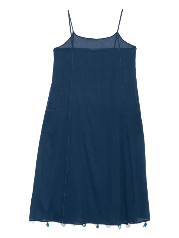 Injiri Tassel-trimmed Slip Midi Dress - Blue Injiri Tassel-trimmed Slip Midi Dress - Blue