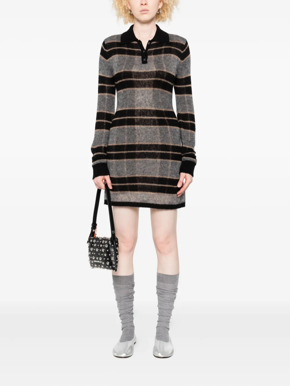 Guest In Residence striped midi dress - Grijs