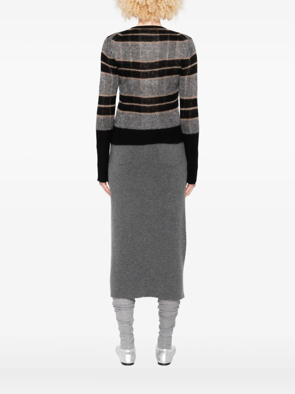 Guest In Residence Shadow Plaid Cardigan With Textured Knit In Black