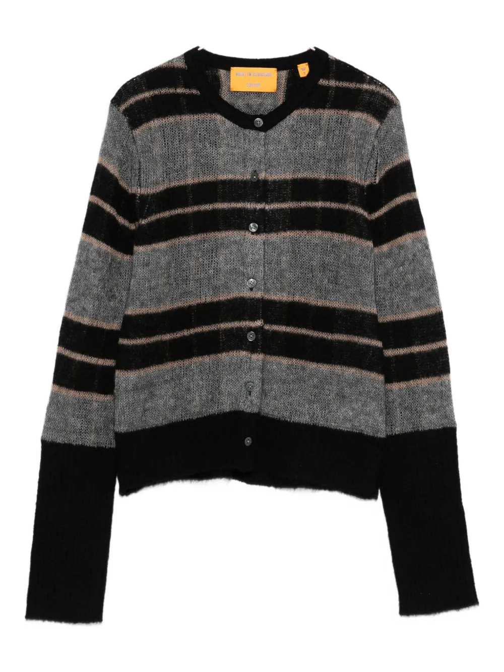 Guest In Residence Shadow Plaid Cardigan With Textured Knit In Black