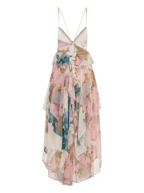 Akep floral ruffled midi dress