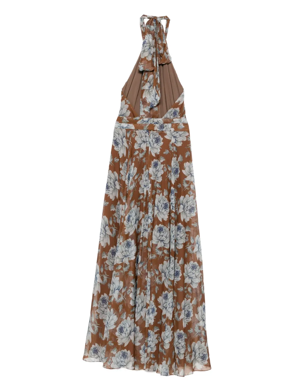 GIADA CURTI Halterjurk met bloemenprint Bruin