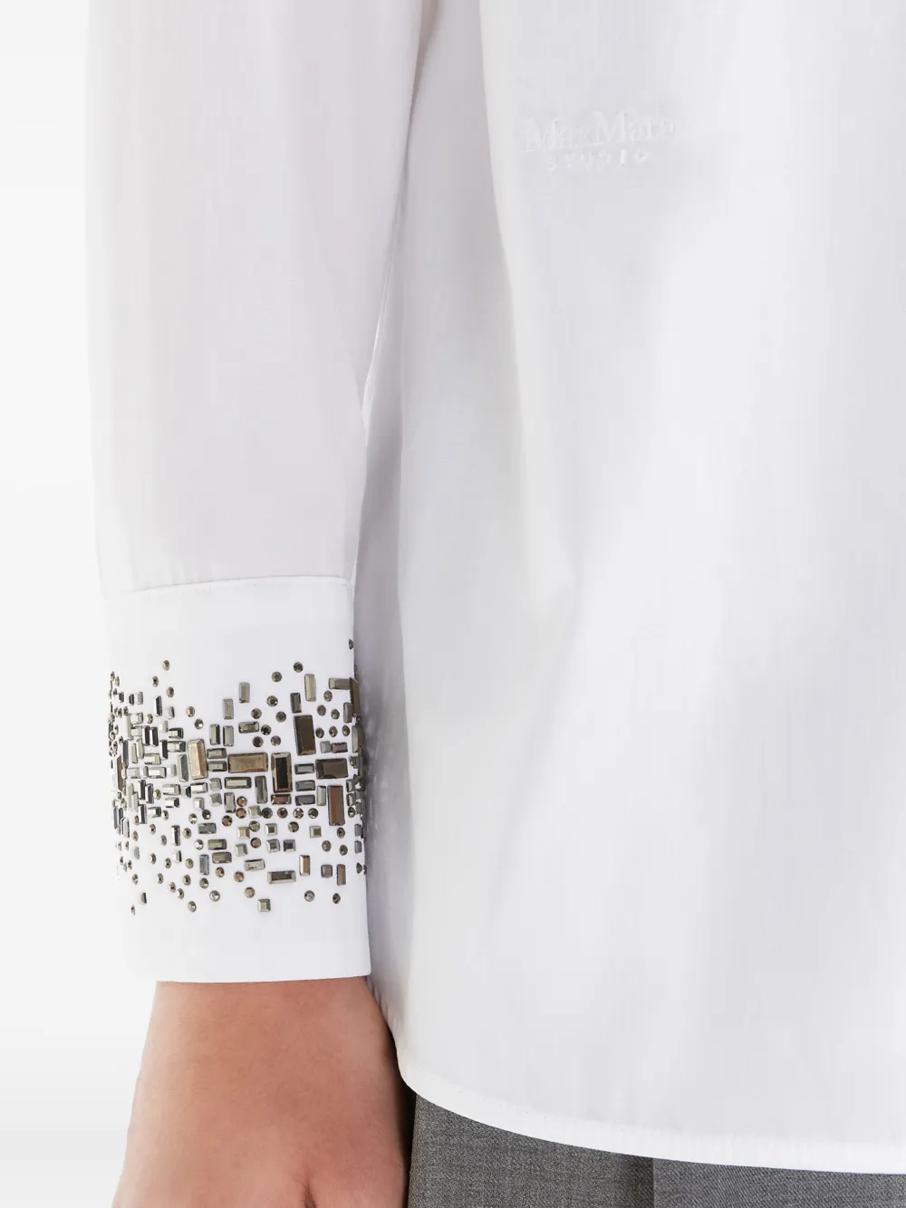 Max Mara Blouse verfraaid met kristallen Wit