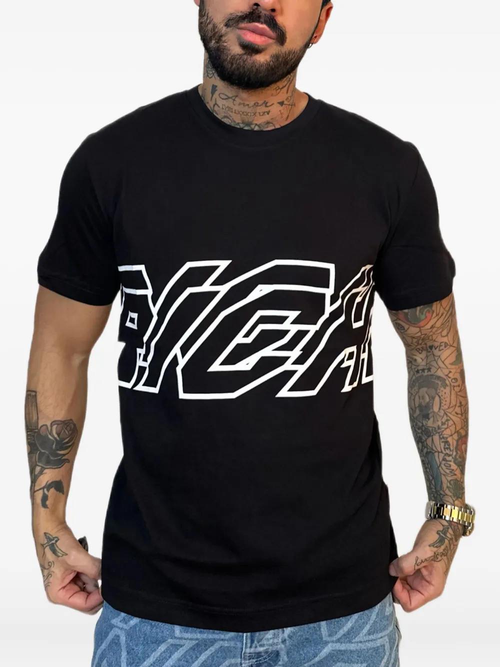 John Richmond graphic-print T-shirt - Zwart
