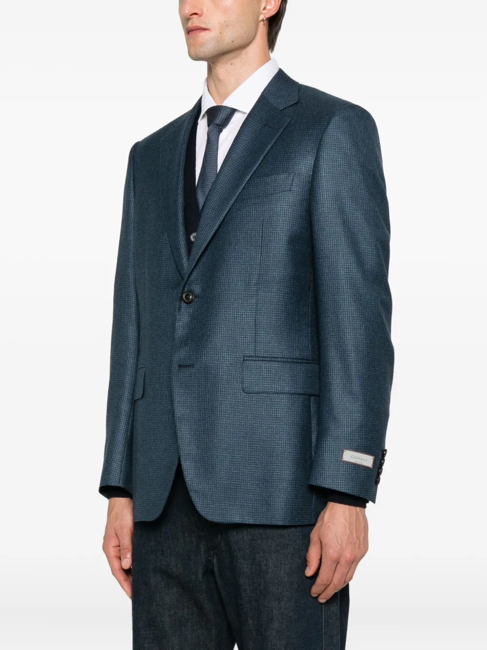 Canali Geruit jack Blauw
