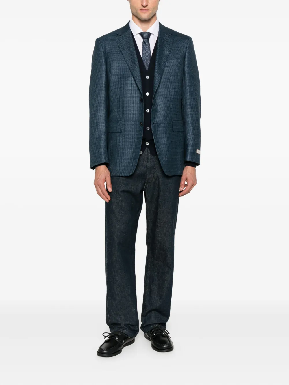 Canali Geruit jack Blauw