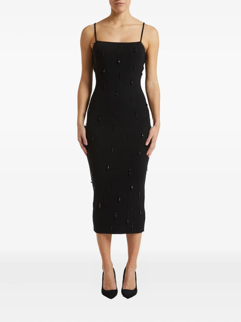 Pennyblack Beaded Midi Dress In Black