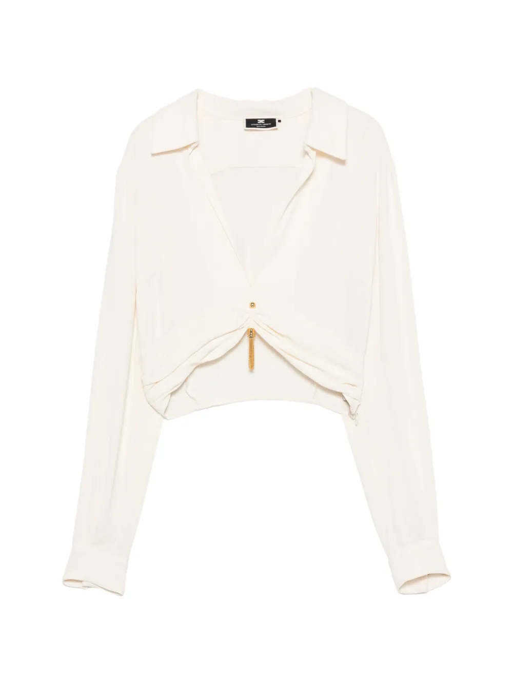 Elisabetta Franchi Cropped-T-Shirt mit Quasten - Nude