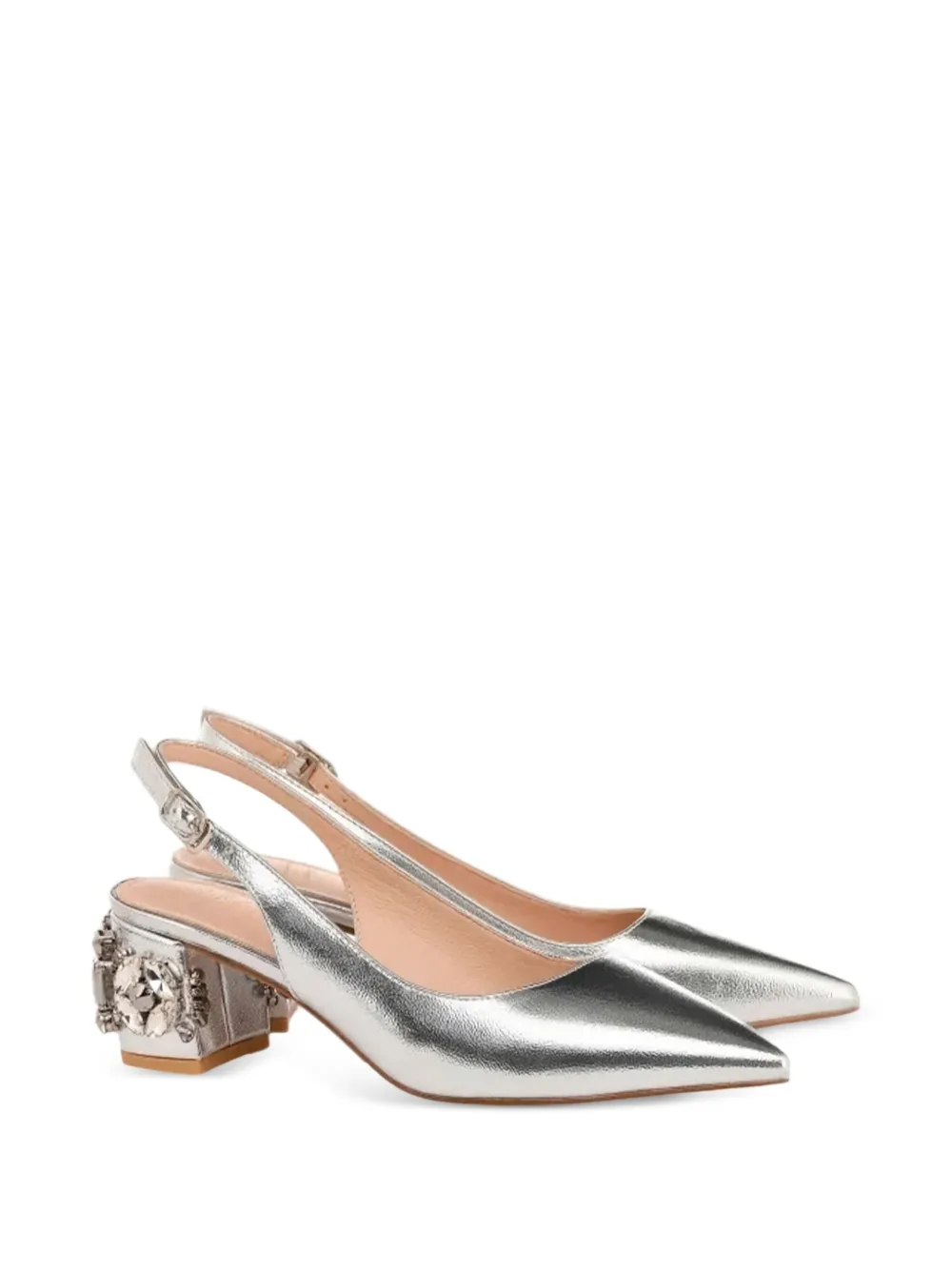 TWENTY FOURHAITCH Anastasia 50mm slingback pumps verfraaid met kristallen Metallic
