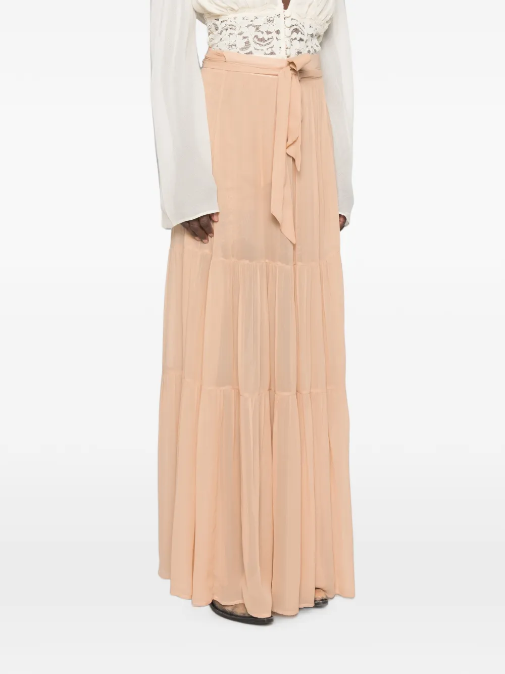 Aniye By Gelaagde maxi-rok met striksluiting Beige