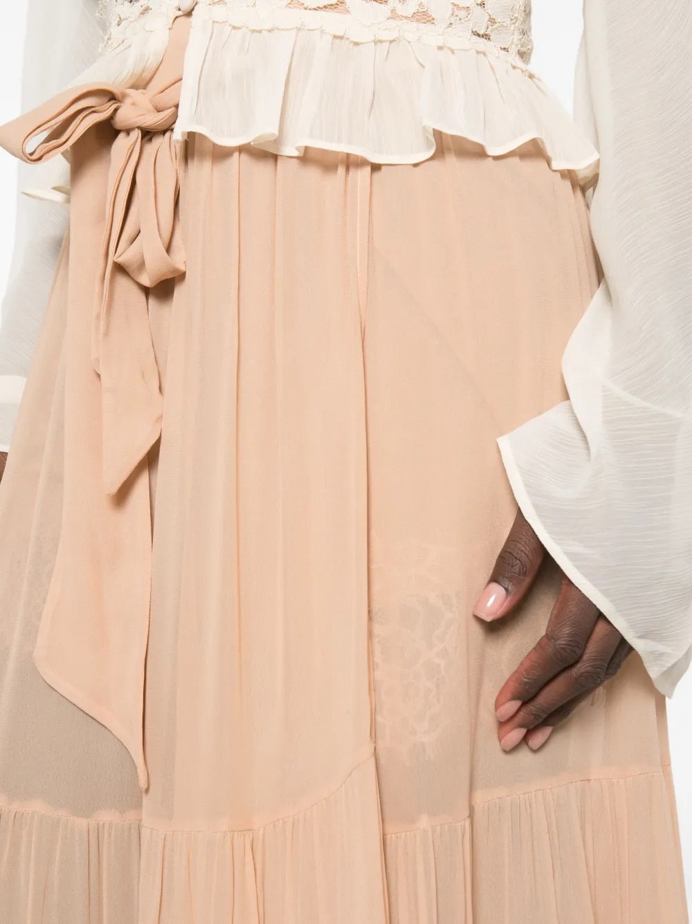 Aniye By Gelaagde maxi-rok met striksluiting Beige
