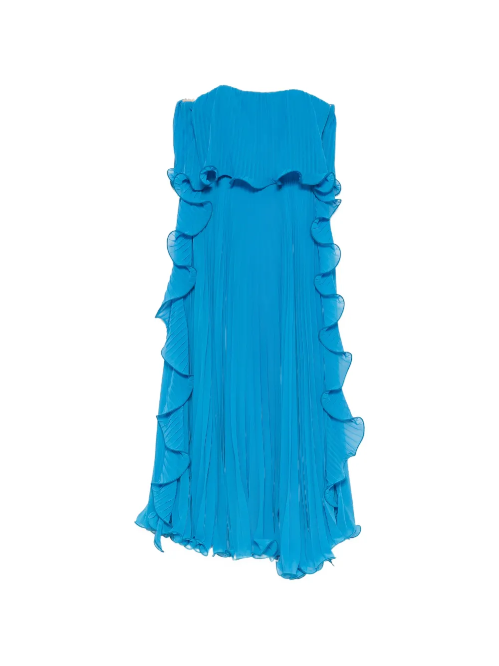 SIMONA CORSELLINI pleated ruffled midi dress - Blu