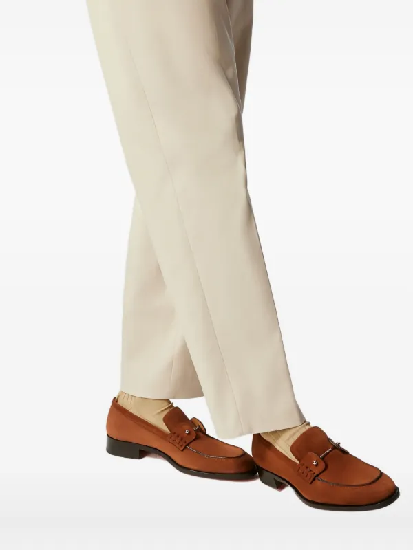Christian Louboutin ブラウン モカシン／サイズ39 Christian Louboutin Chambelimoc Suede almond-toe Loafers | Brown