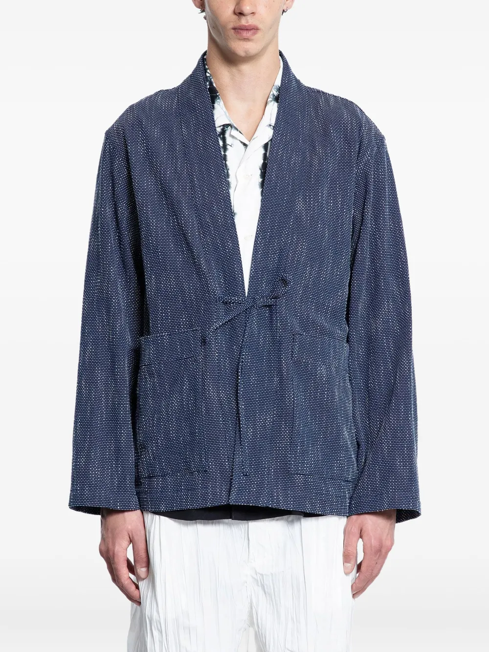KUON Giacca Aizome Sashiko Noragi in cotone | blu | Image 1