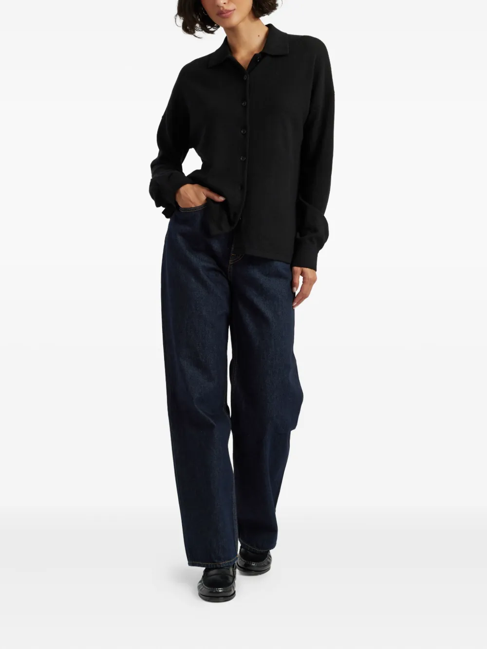 Chinti & Parker Button-up Knitted Shirt In Black