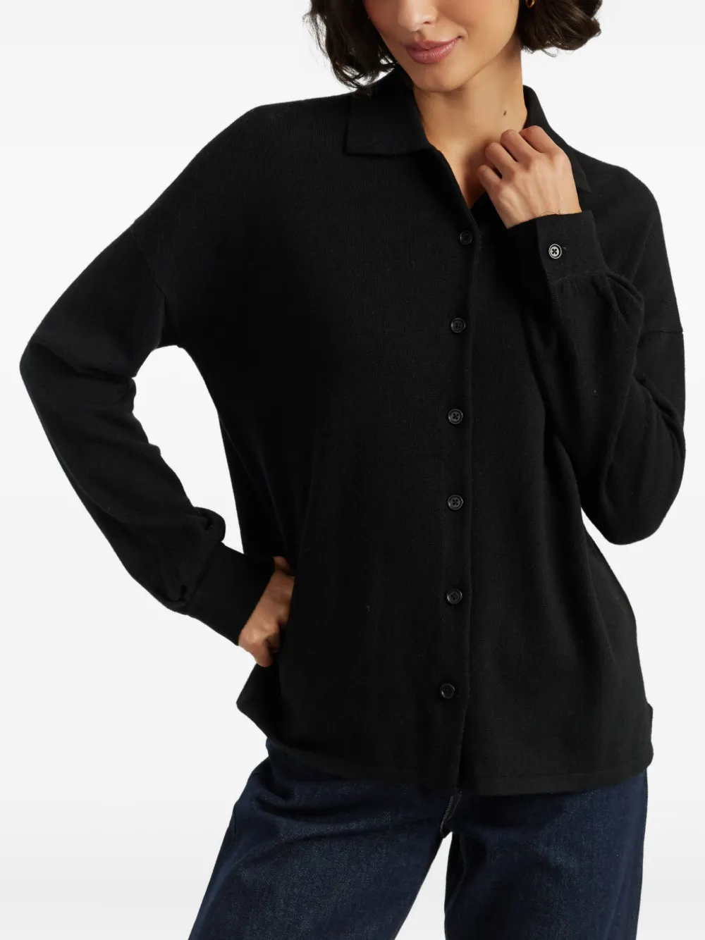 Chinti & Parker Button-up Knitted Shirt In Black