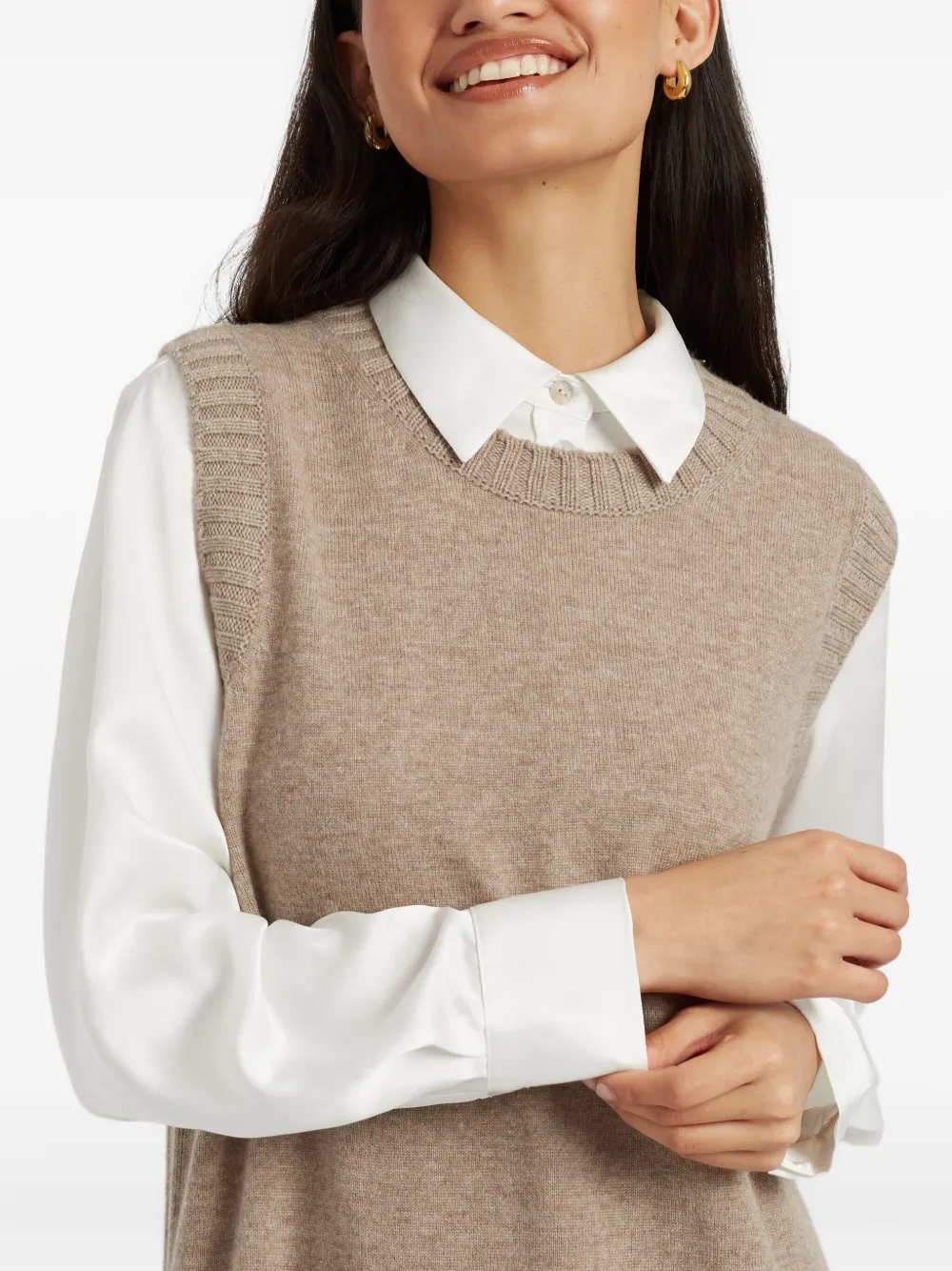 Chinti & Parker Jurk met ronde hals Beige
