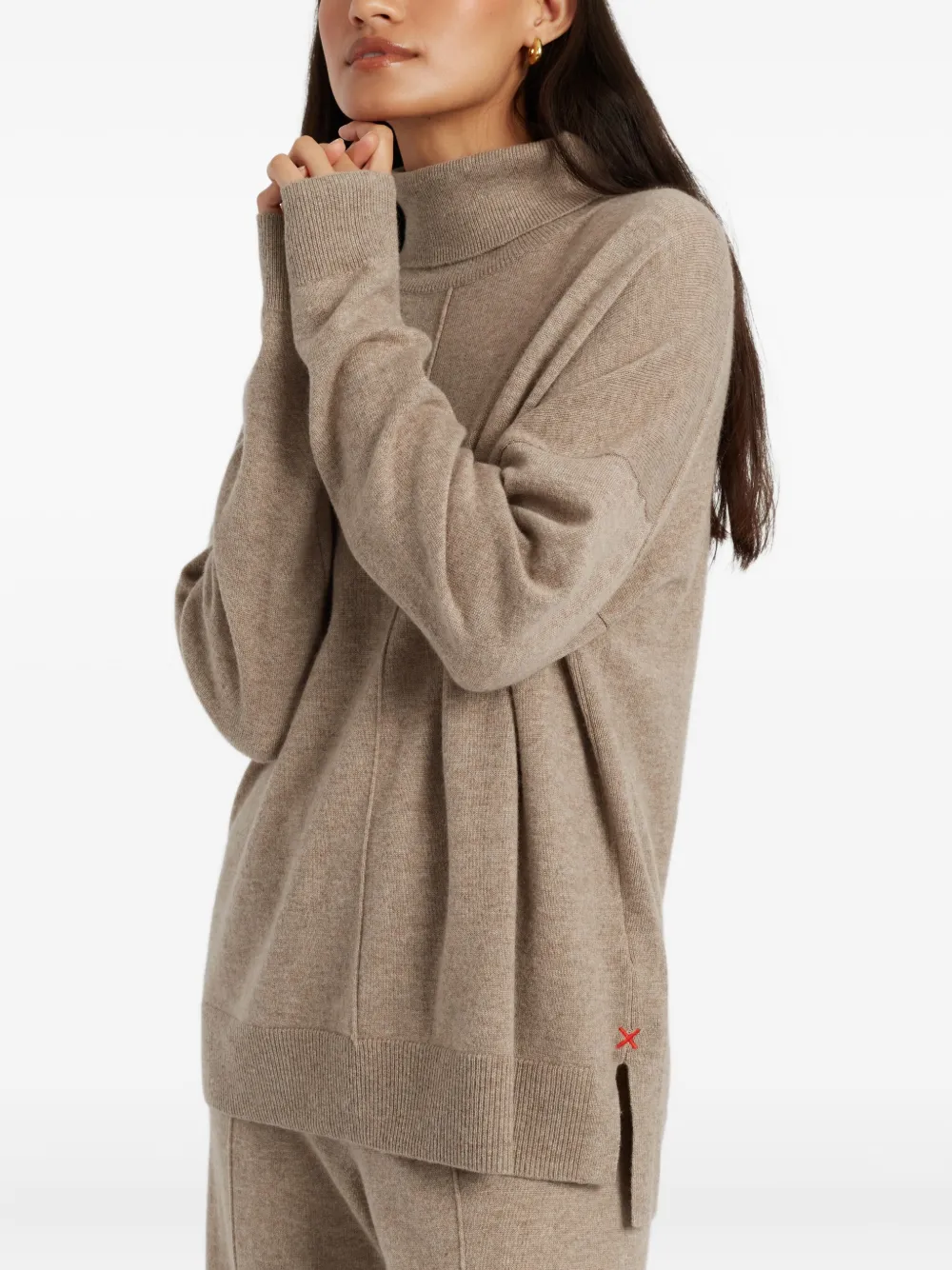 Chinti & Parker Roll-neck Side-split Jumper In Neutral
