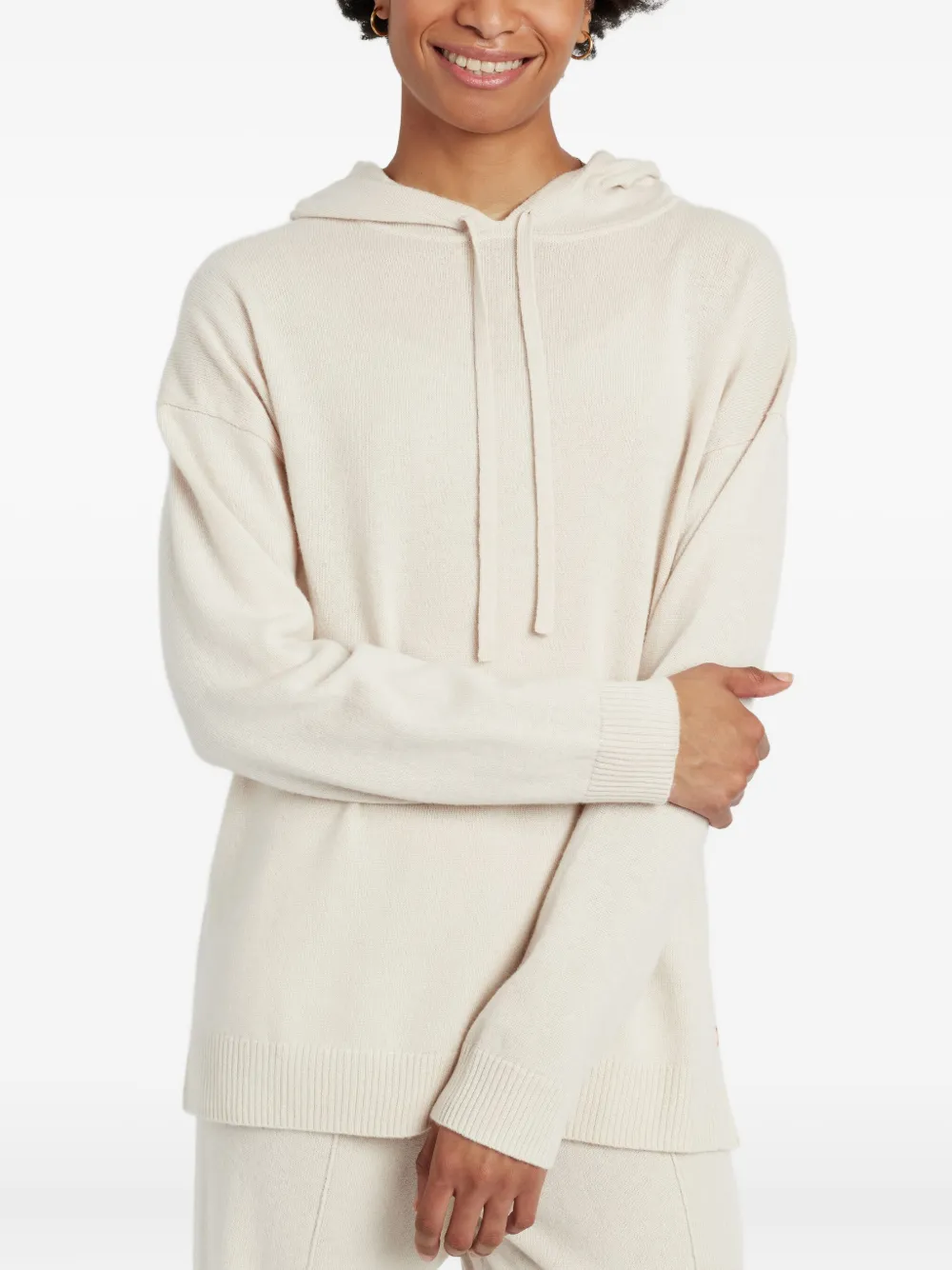 Chinti & Parker Fijngebreide hoodie Beige